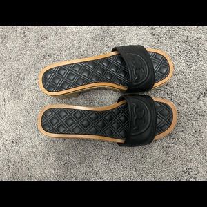 Tory Burch Fleming Slide Espadrille Sandals Black